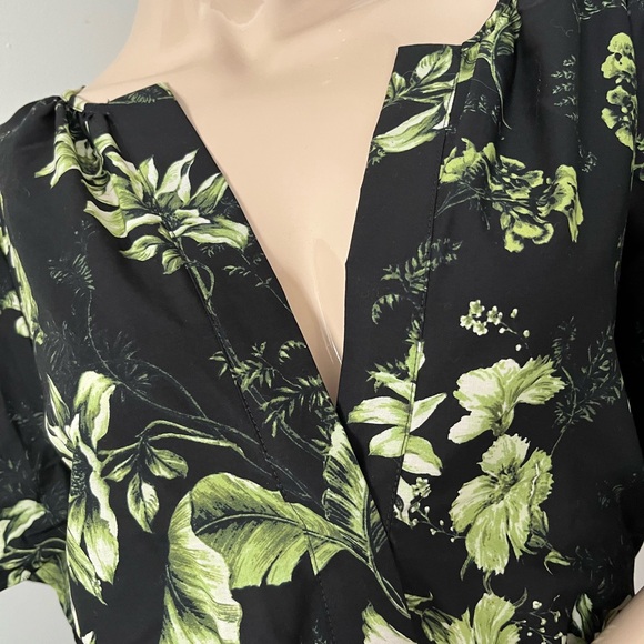Anthropologie Floral Black and Green Women's Dress - Picture 2 of 5